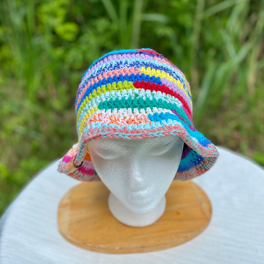 Summer Festival Hat- 100% Cotton Adult Crochet Bucket Hat