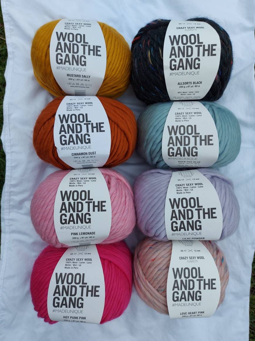 Wool & The Gang CRAZY SEXY WOOL Super Bulky/Super Chunky 100% Peruvian Wool - Super Size 200 gram/7 oz  Colourway: Pink Lemonade