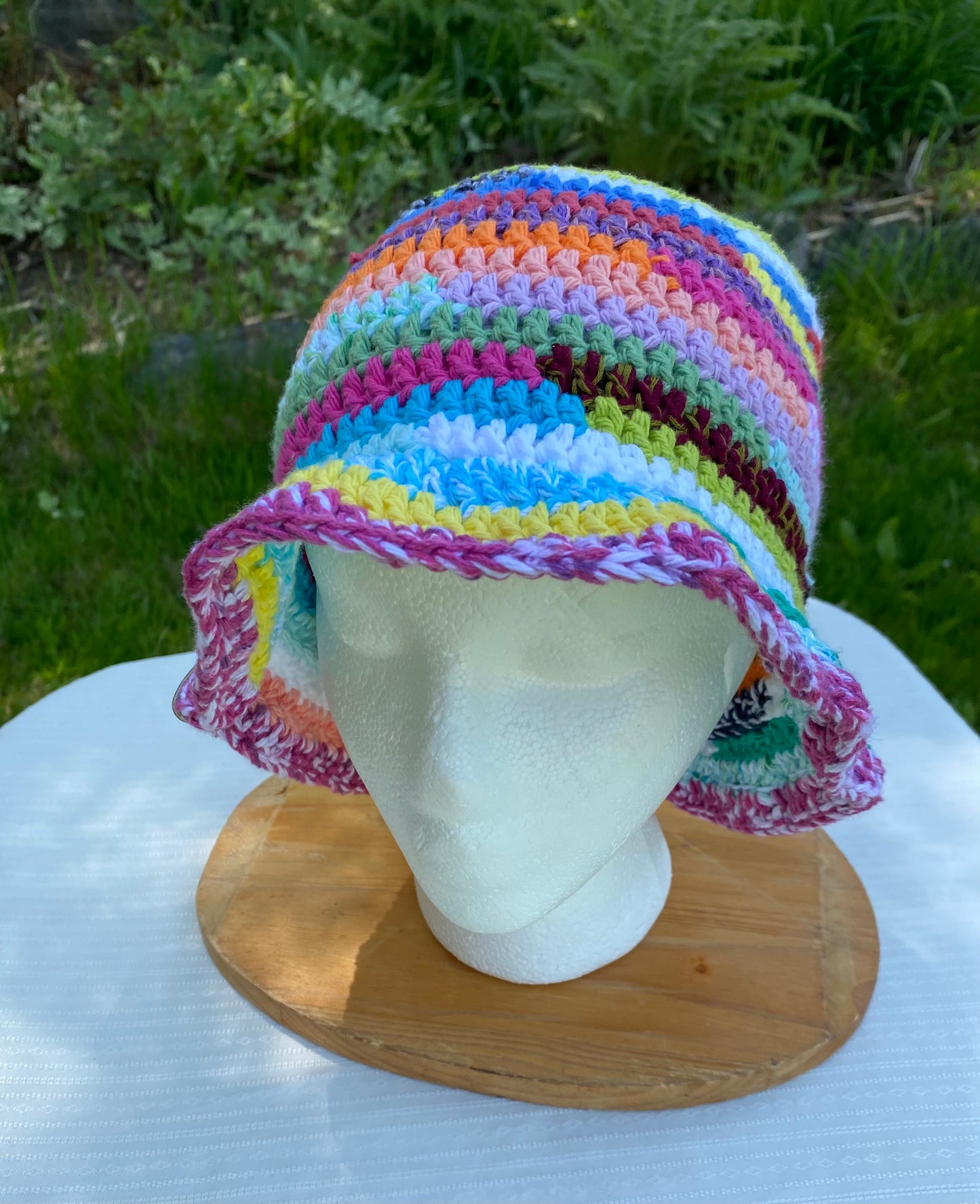 Summer Festival Hat- 100% Cotton Adult Crochet Bucket Hat