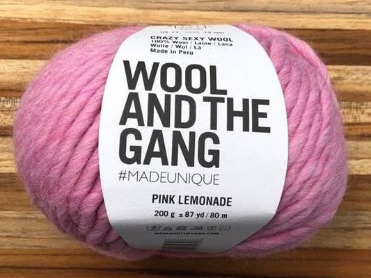 Wool & The Gang CRAZY SEXY WOOL Super Bulky/Super Chunky 100% Peruvian Wool - Super Size 200 gram/7 oz  Colourway: Pink Lemonade