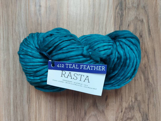 Malabrigo Rasta TEAL FEATHER 100% Merino Wool | Hand Dyed | Single ply | Slightly felted | 150 gram skeins