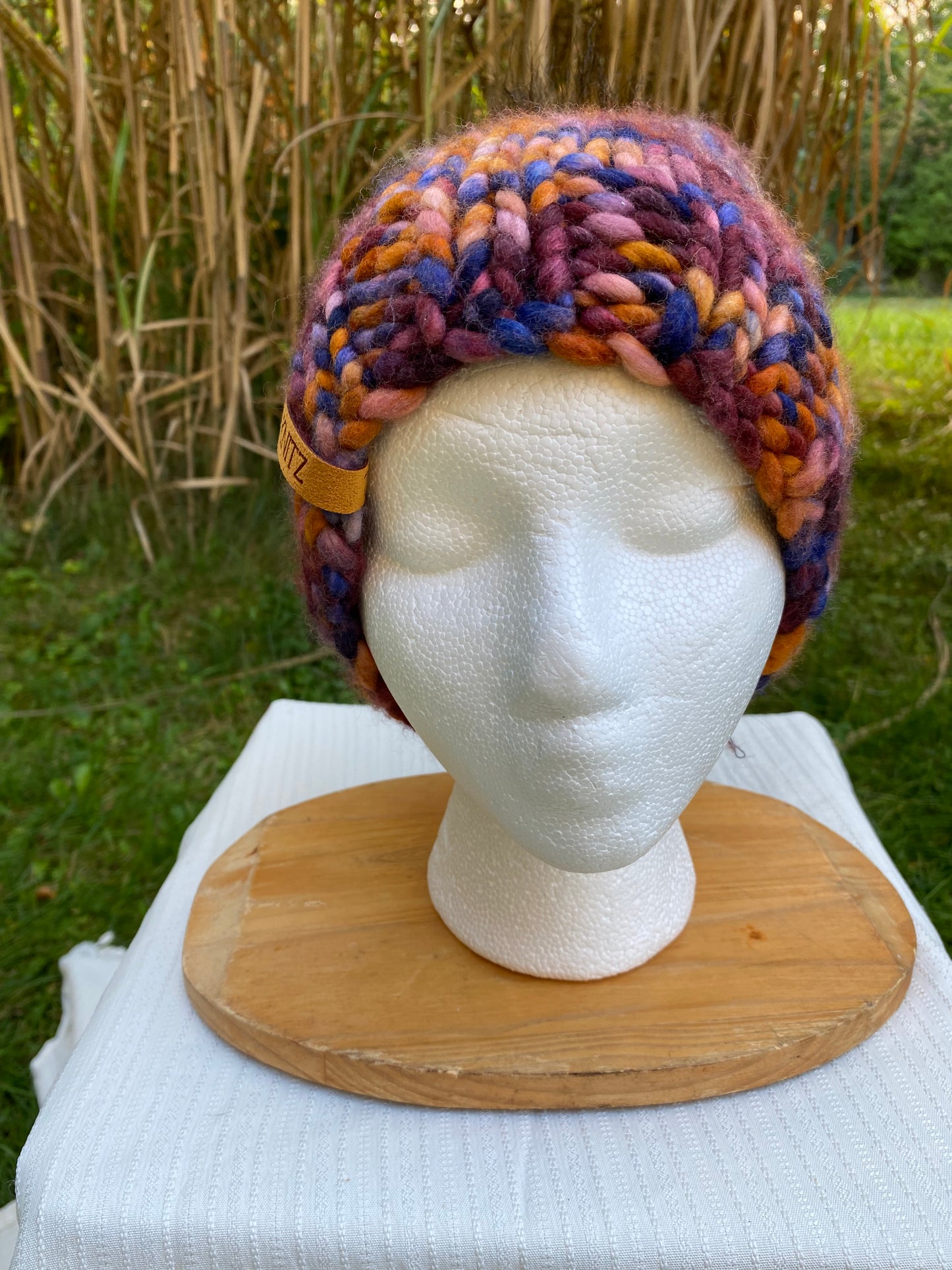 Adult Hand Knit Toque - XILOFONO 100% Luxury Merino Wool Slouchy Winter Hat with Faux Fur Pompom