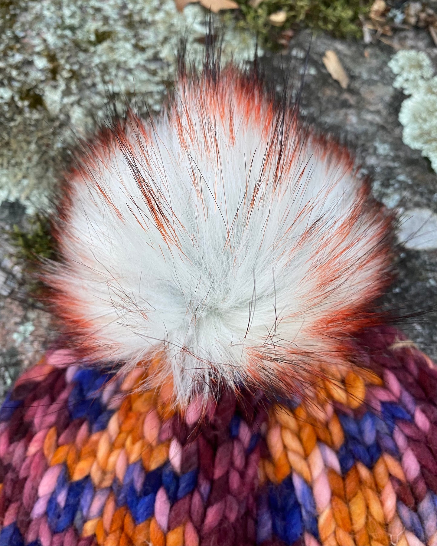 Adult Hand Knit Toque - XILOFONO 100% Luxury Merino Wool Slouchy Winter Hat with Faux Fur Pompom