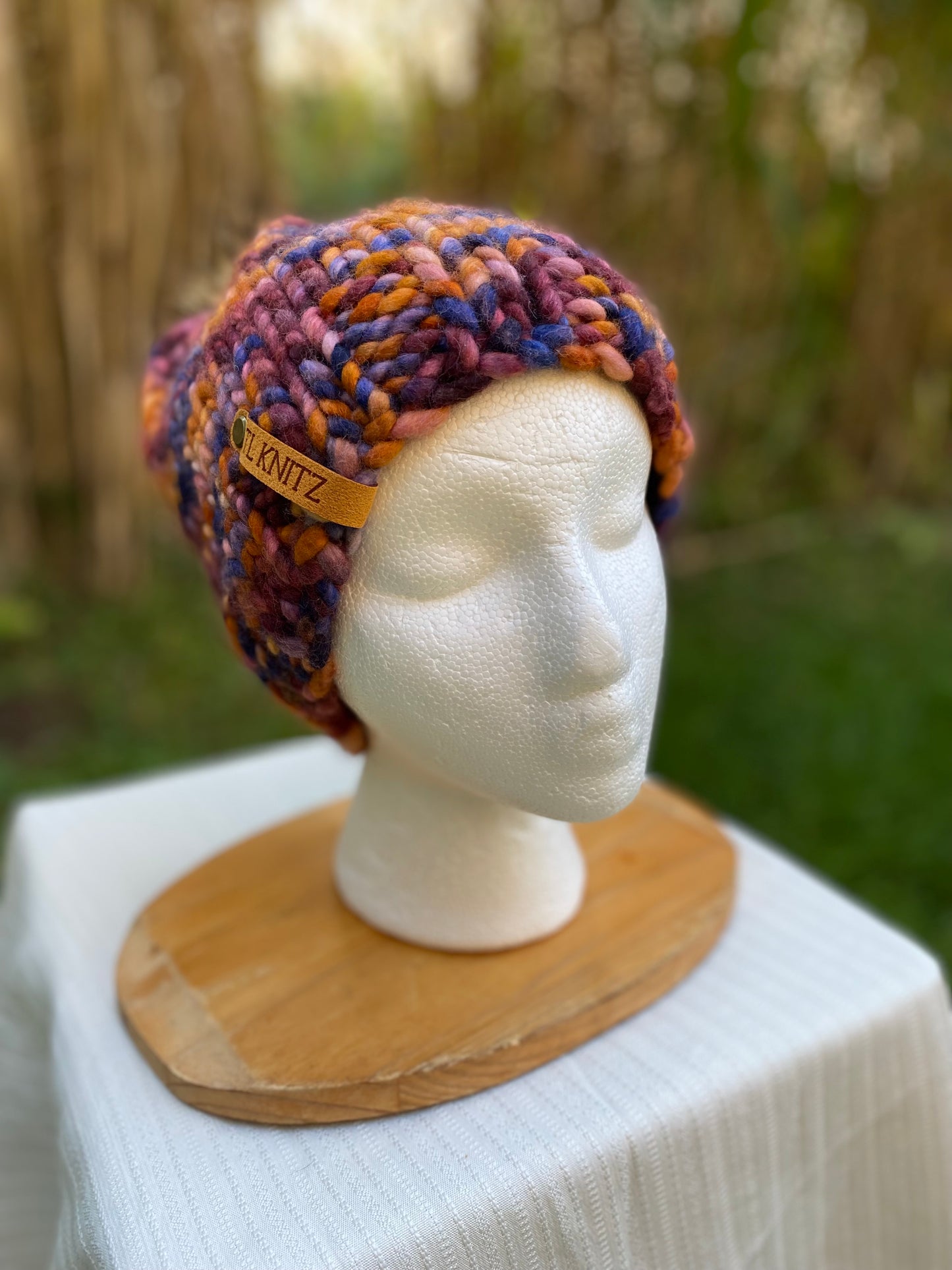 Adult Hand Knit Toque - XILOFONO 100% Luxury Merino Wool Slouchy Winter Hat with Faux Fur Pompom