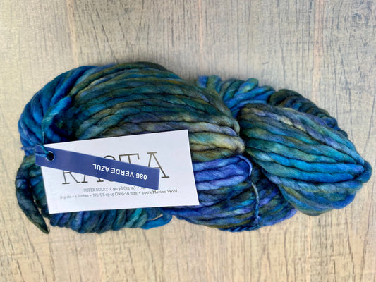 Malabrigo Rasta VERDE AZUL 100% Merino Wool | Hand Dyed | Single ply | Slightly felted | 150 gram skeins